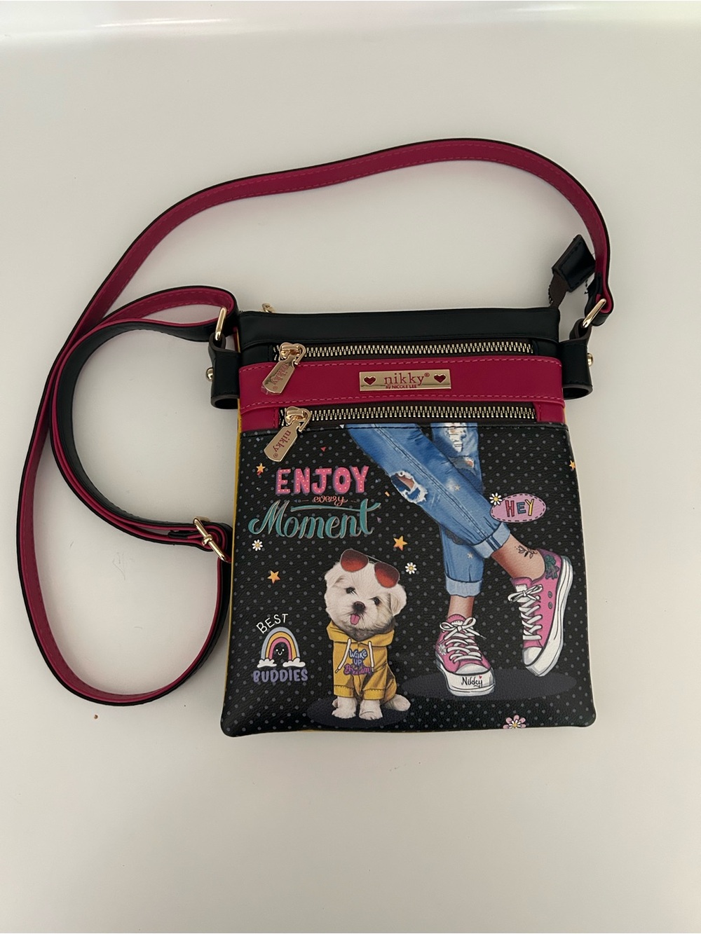 Nikky by Nicole Lee Enjoy the Moment Crossbody Bag/Purse with Playful Print